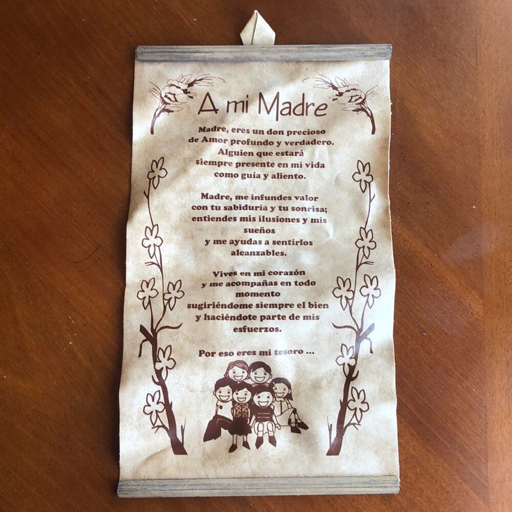 Mexican art, Mexican Wall decor, Mexican prayer faux leather scroll A Mi Madre